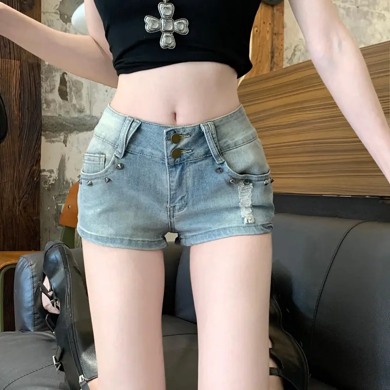 ABBY GODDESS Denim Shorts Women's Sky Blue-3