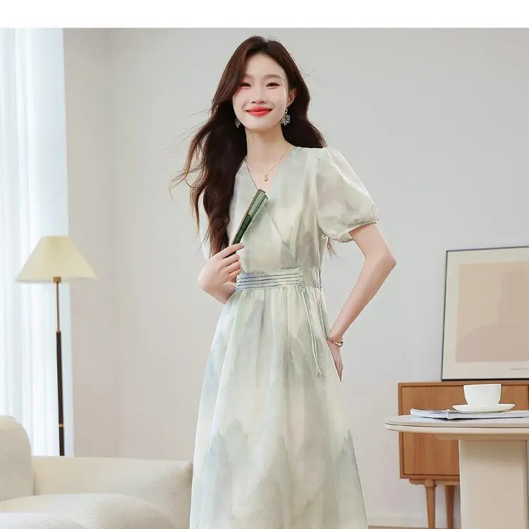 ABBY GODDESS Short Sleeved Dress Women's Light Green-4