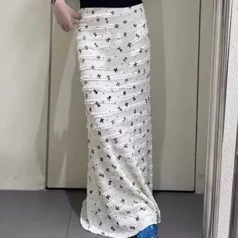 ABBY GODDESS Casual Long Skirt Women's White-5