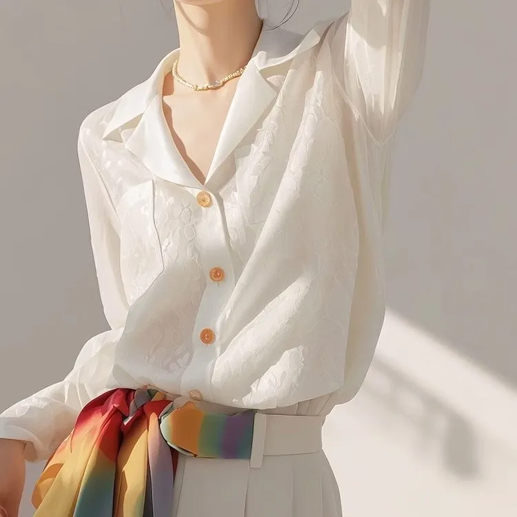 ABBY GODDESS French Elegance Long Sleeved Shirt Women's White-3