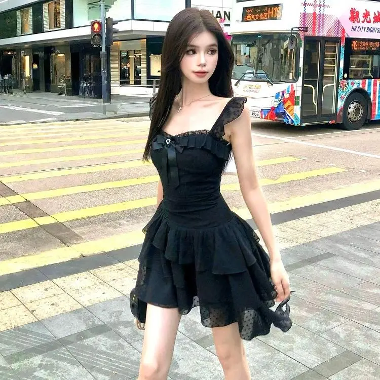ABBY GODDESS Short Sleeved Dress Women's Black-2