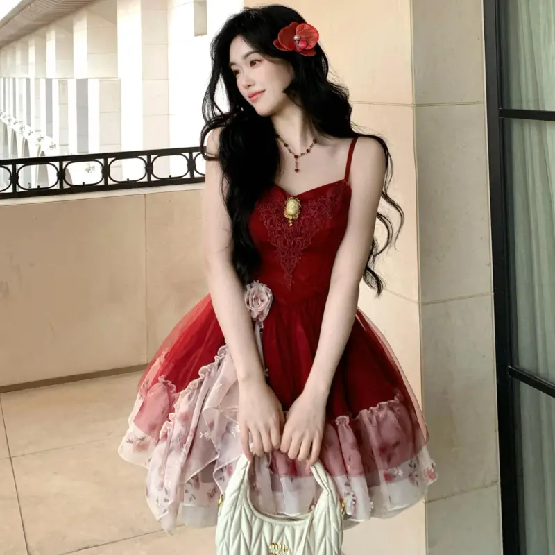 ABBY GODDESS Slip Dress Women's Red-2