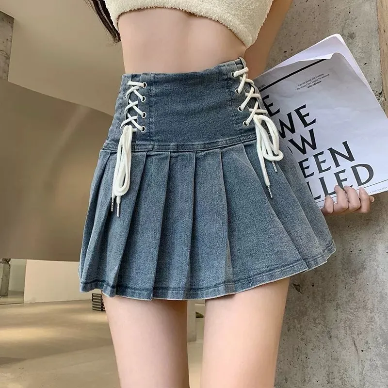 ABBY GODDESS Denim Short Skirts Women's Blue-2