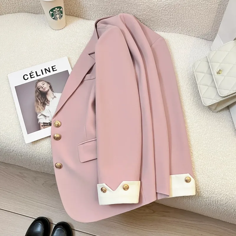 ABBY GODDESS Versatile Pink Business Suit Coat For Women's Women's-3