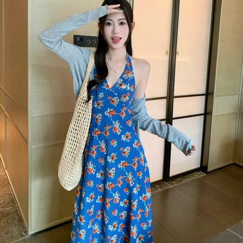 ABBY GODDESS Sleeveless Dress Women's Blue Floral-4