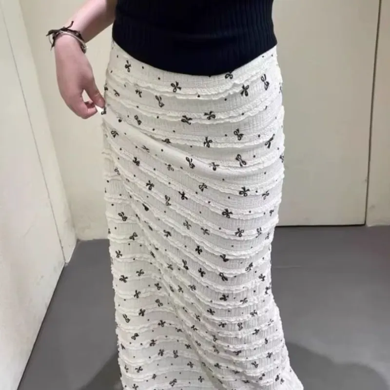 ABBY GODDESS Casual Long Skirt Women's White-3