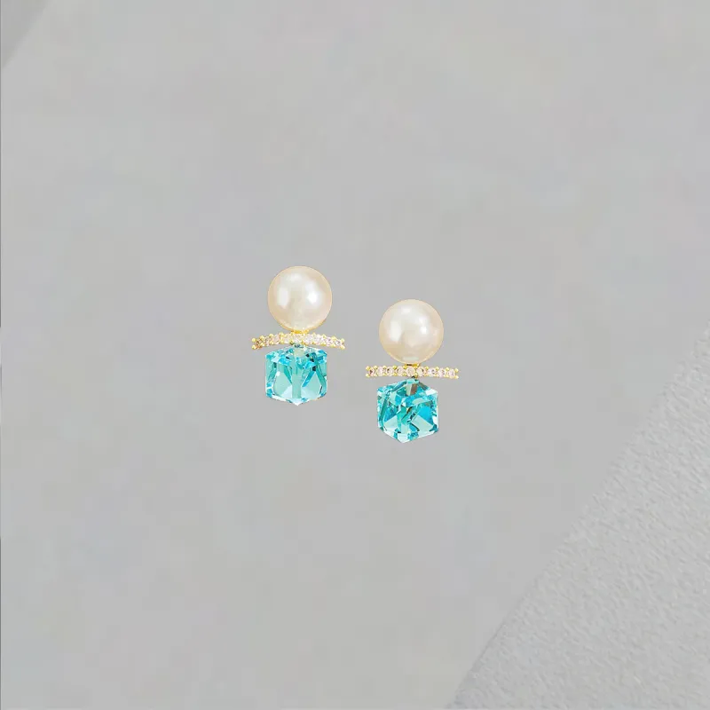 QIANFANGDAHUANGYE Zircon S925 Sterling Silver Stud Earrings Women's-5