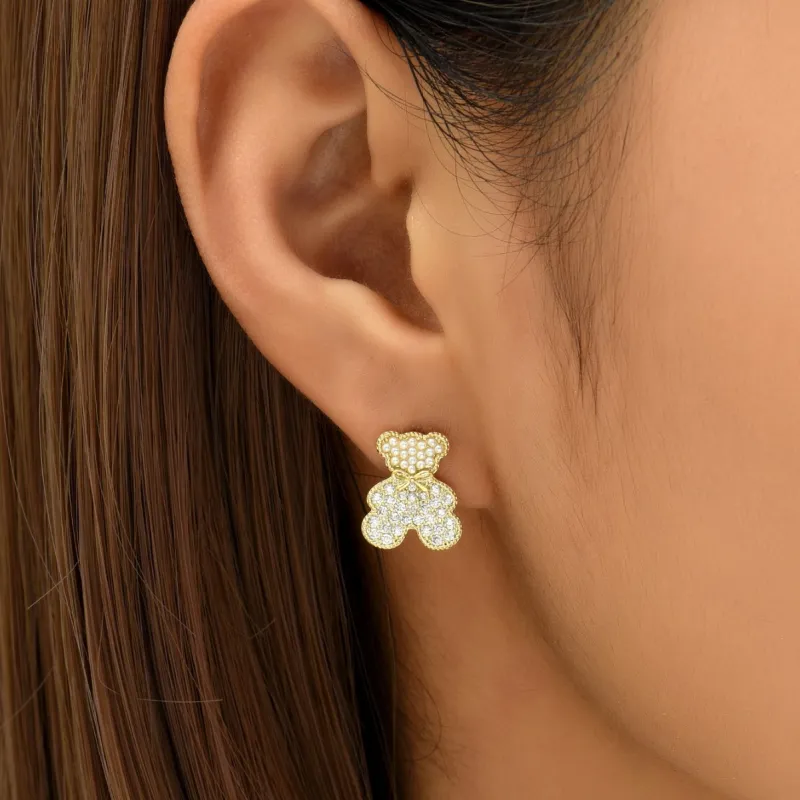 QIANFANGDAHUANGYE Zircon S925 Silver Stud Earrings Women's-1