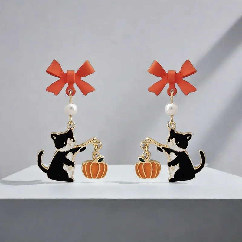 QIANFANGDAHUANGYE S925 Silver Earrings Women's Black White-5