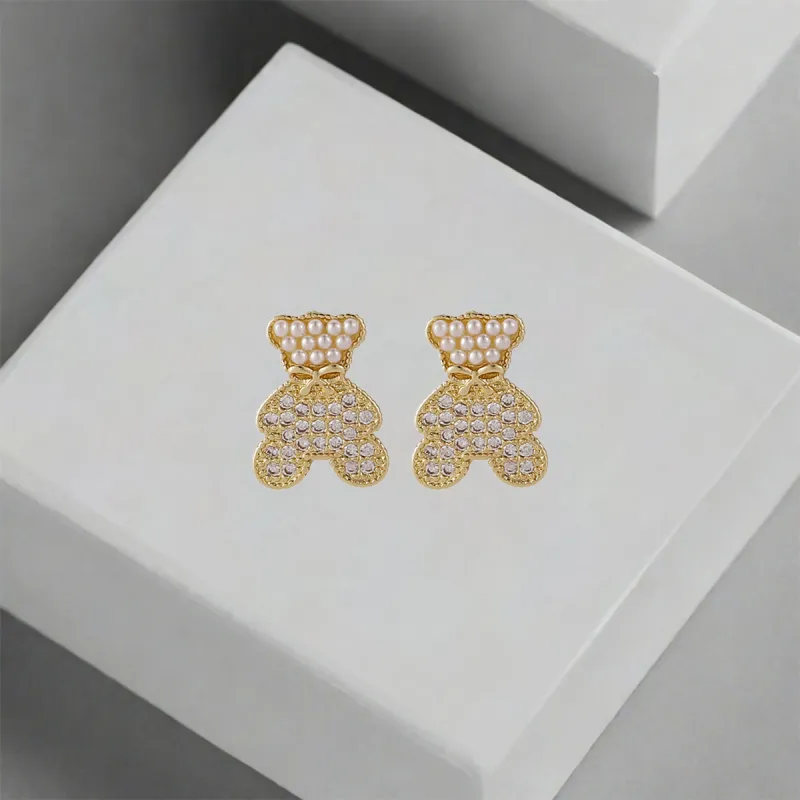 QIANFANGDAHUANGYE Zircon S925 Silver Stud Earrings Women's-4