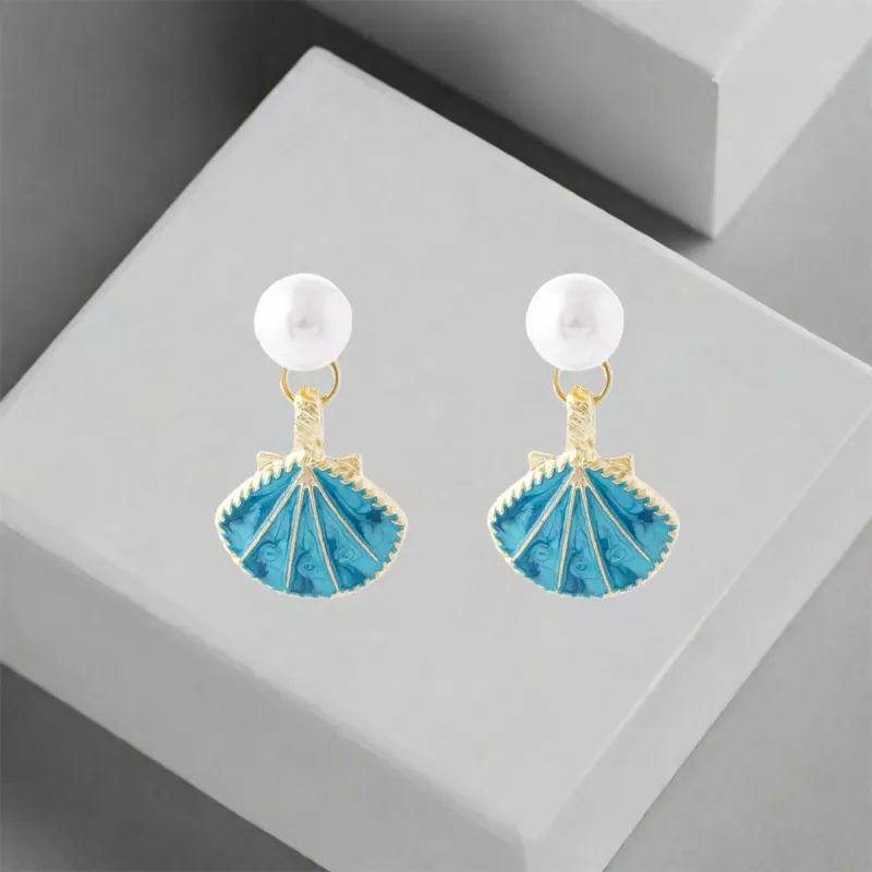 QIANFANGDAHUANGYE Oil Drip Earrings Women's-3
