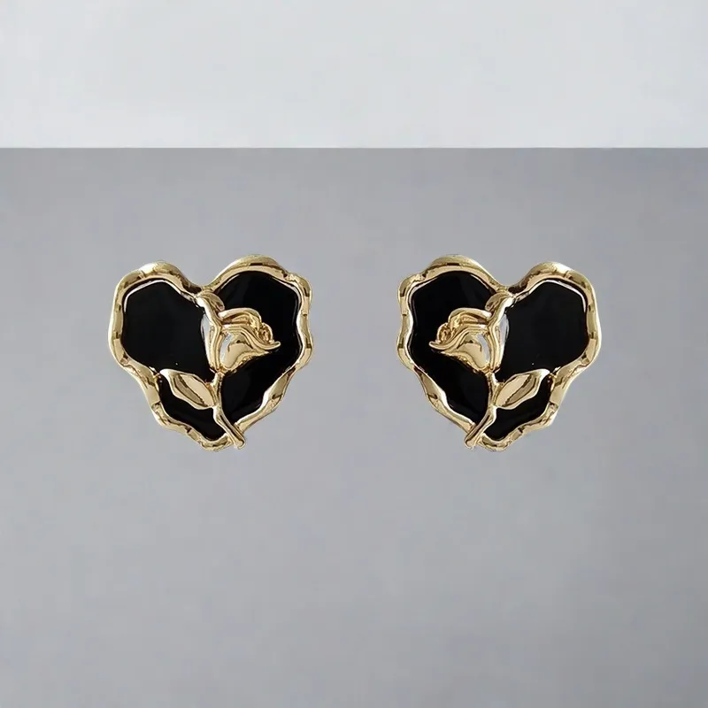 QIANFANGDAHUANGYE Alloy 925 Sterling Silver Resin Stud Earrings Women's-5