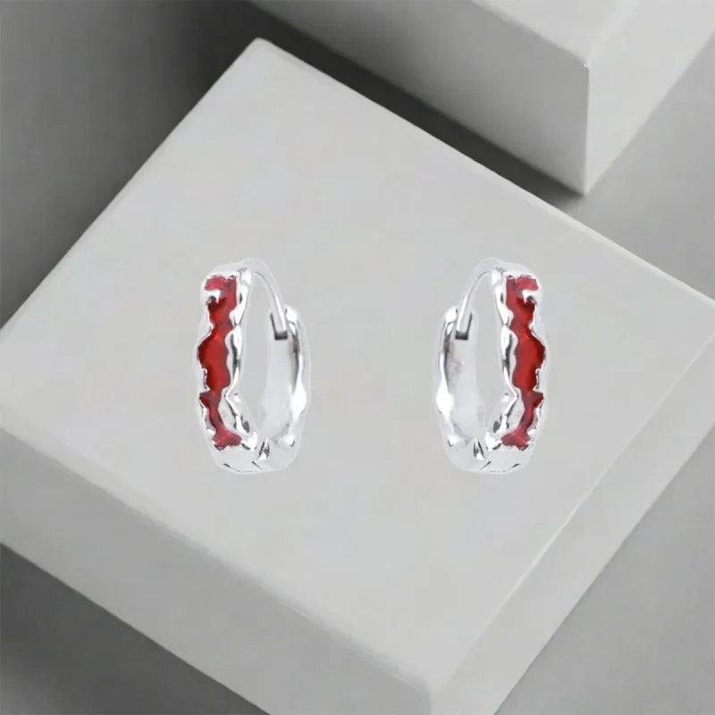 QIANFANGDAHUANGYE Oil Drip Earrings Unisex-6