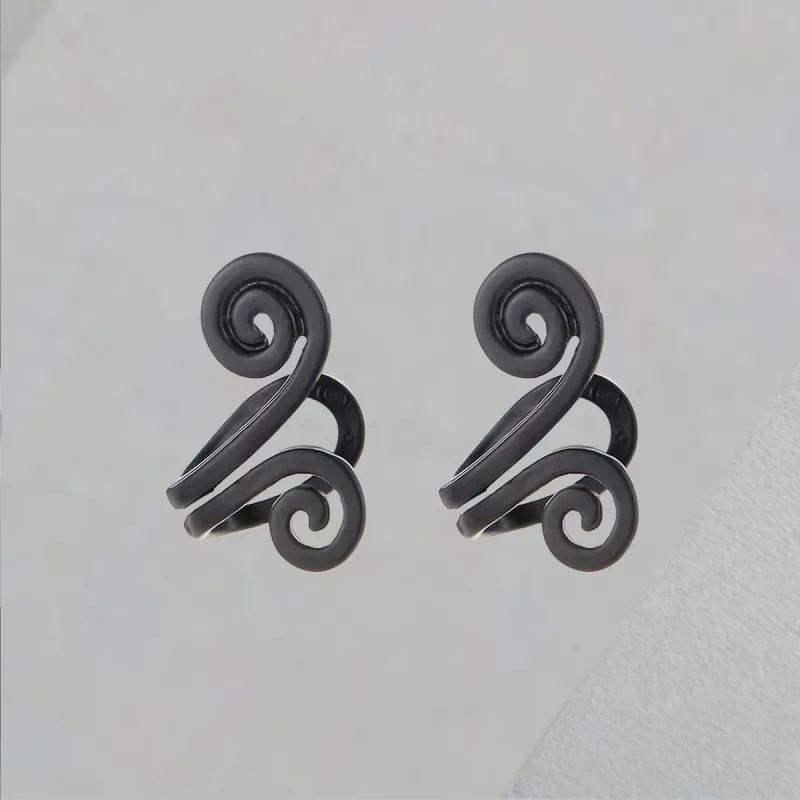 QIANFANGDAHUANGYE Titanium Steel Clip On Earrings Unisex-5