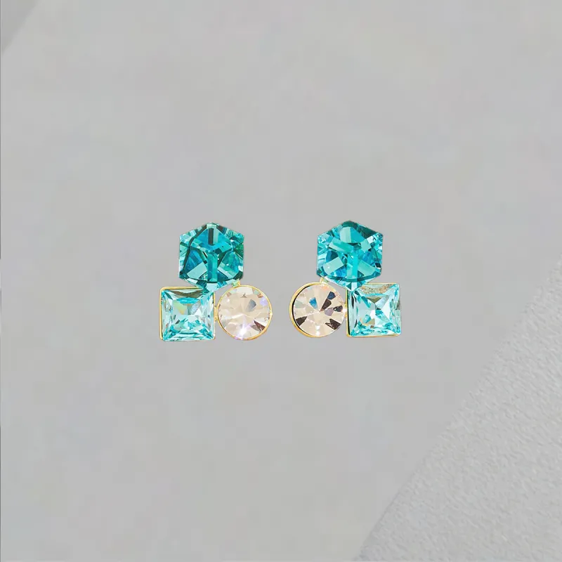 QIANFANGDAHUANGYE Zircon Stud Earrings Women's-5