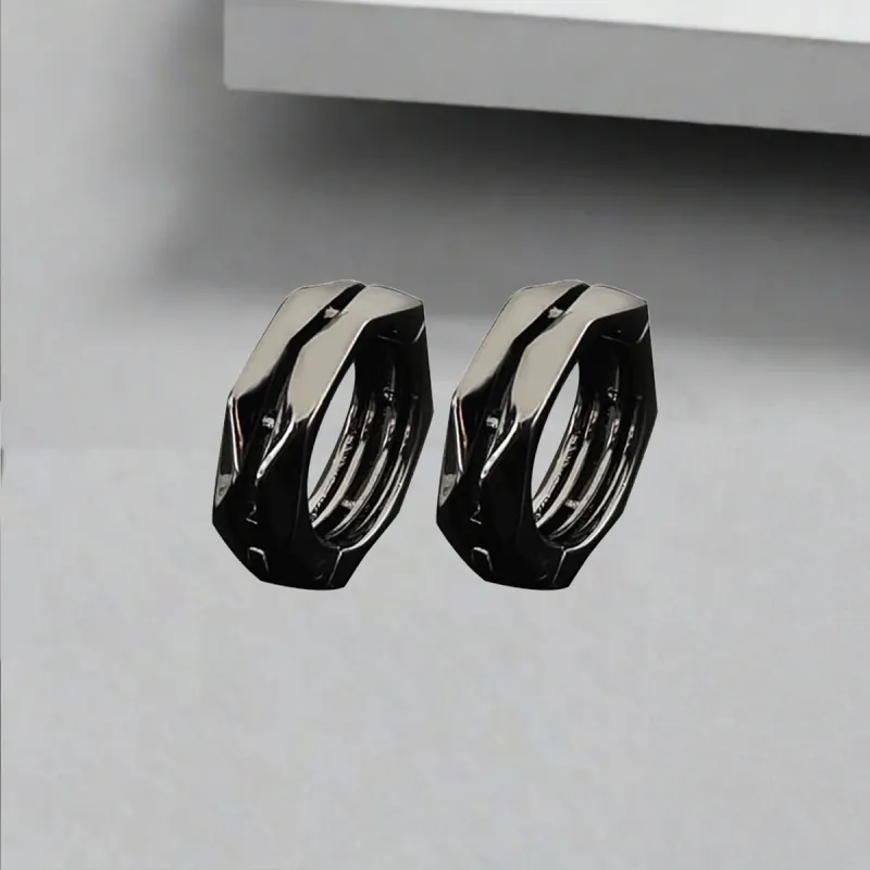QIANFANGDAHUANGYE Titanium Steel Clip On Earrings Men's-6