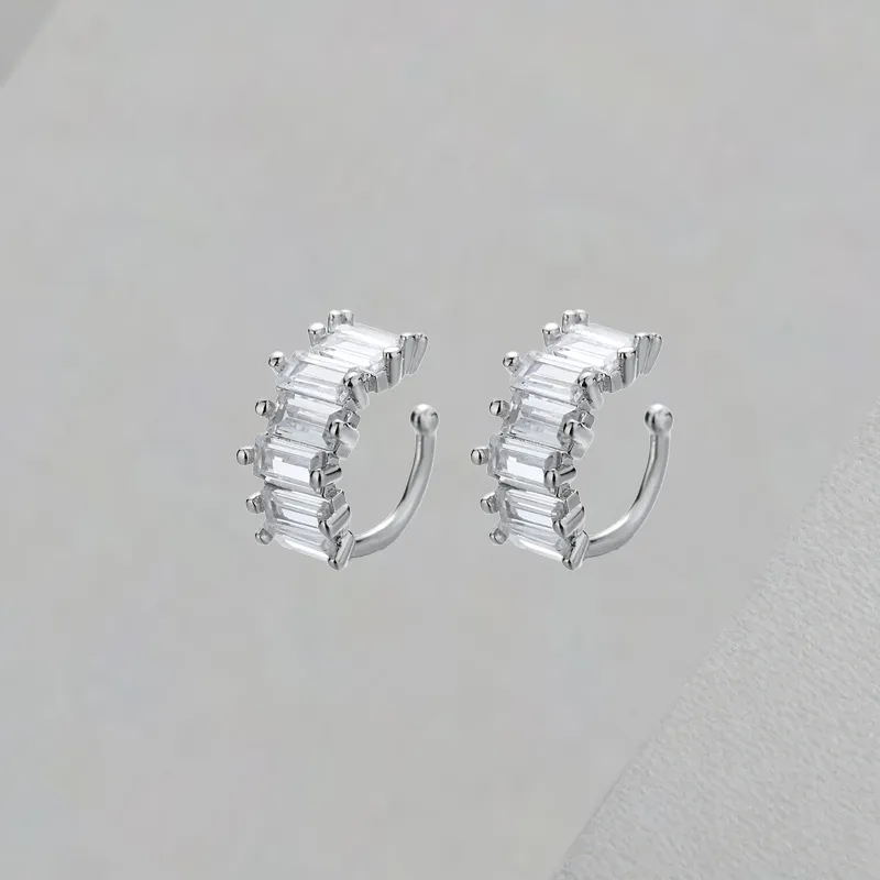 QIANFANGDAHUANGYE Zircon Clip On Earrings Unisex-9