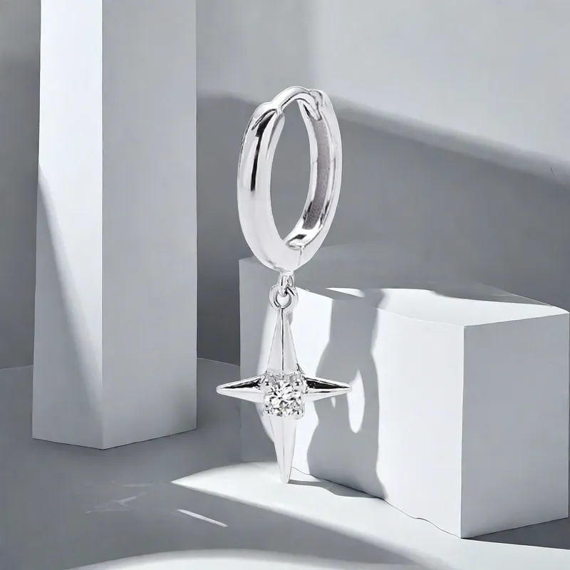 QIANFANGDAHUANGYE Zircon Earrings Unisex-4