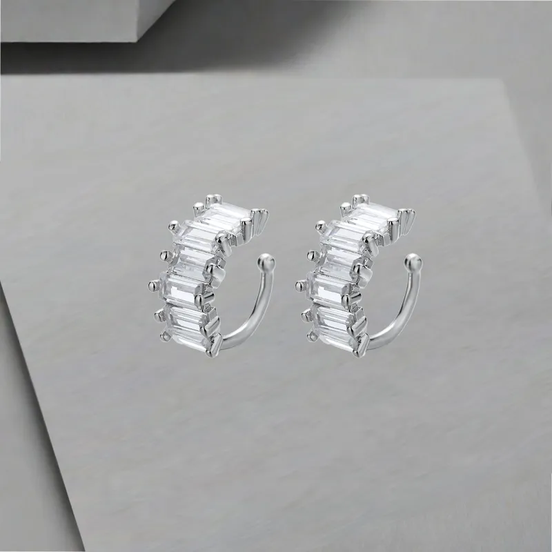 QIANFANGDAHUANGYE Zircon Clip On Earrings Unisex-6