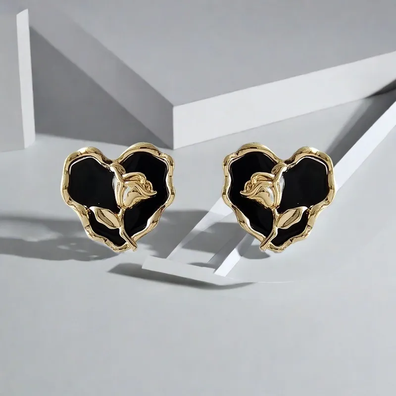 QIANFANGDAHUANGYE Alloy 925 Sterling Silver Resin Stud Earrings Women's-4