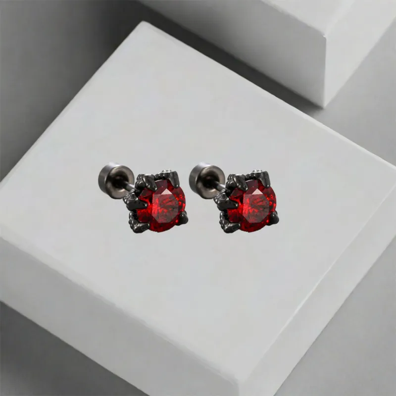 Alloy Zircon Dragon Claw Stud Earrings Unisex-16