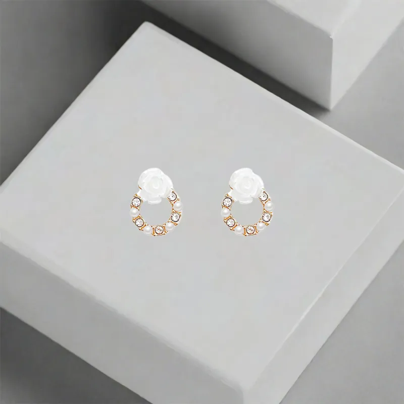 QIANFANGDAHUANGYE Zircon Stud Earrings Women's-3