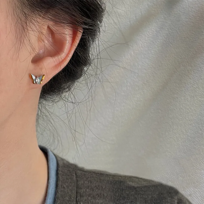 QIANFANGDAHUANGYE Zircon S925 Sterling Silver Stud Earrings Women's-1