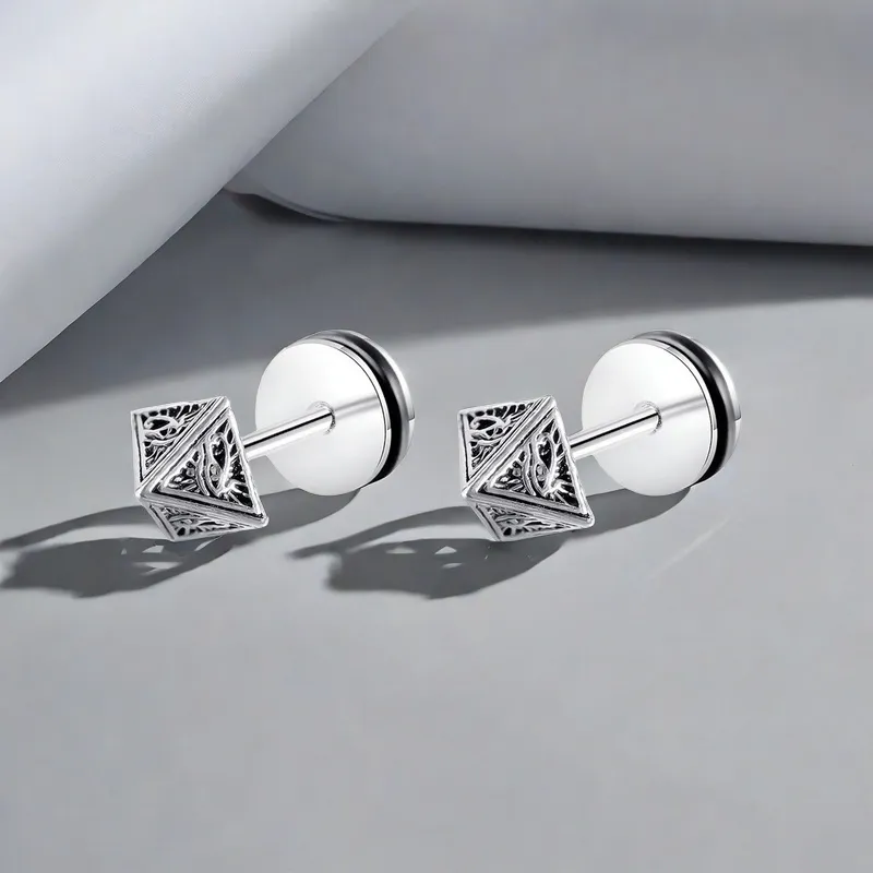 QIANFANGDAHUANGYE Alloy S925 Silver Stud Earrings Men's-6