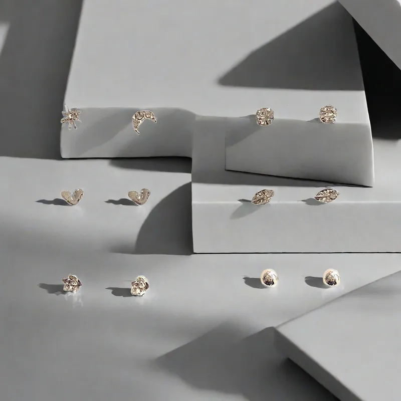 QIANFANGDAHUANGYE Alloy Stud Earrings Women's-5