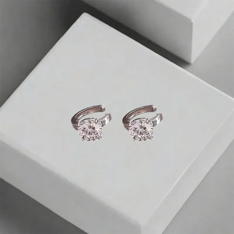QIANFANGDAHUANGYE Zircon Clip On Earrings Women's-4