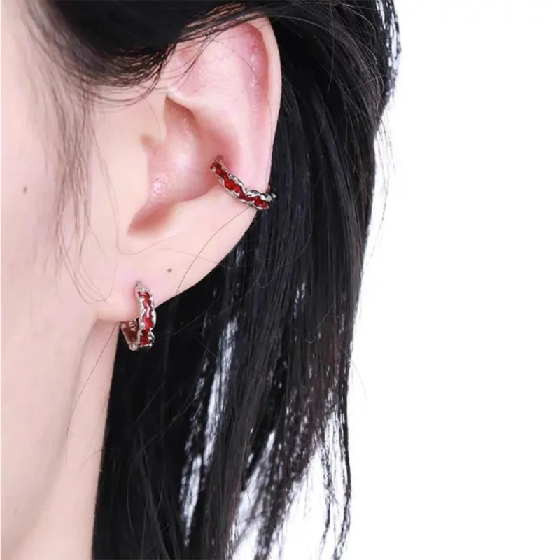 QIANFANGDAHUANGYE Oil Drip Earrings Unisex-1