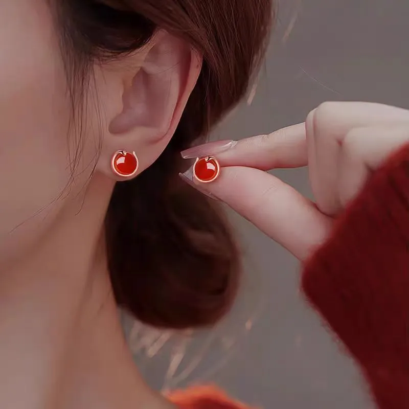 QIANFANGDAHUANGYE S925 Sterling Silver Stud With Alloy Stud Earrings Women's-1