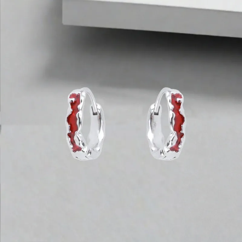 QIANFANGDAHUANGYE Oil Drip Earrings Unisex-5