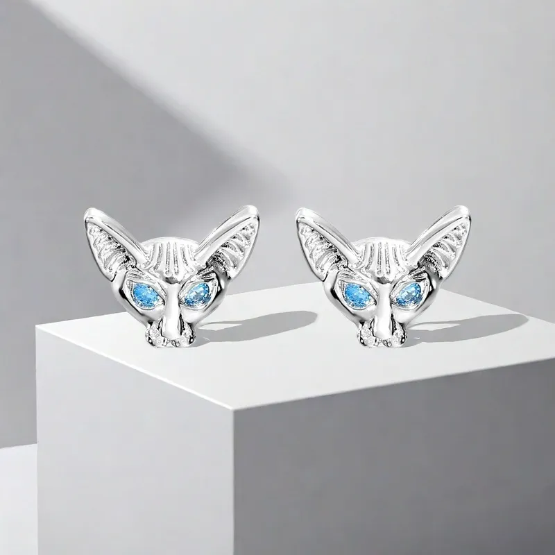 QIANFANGDAHUANGYE Alloy/Zircon Stud Earrings Women's Silver/Blue-3