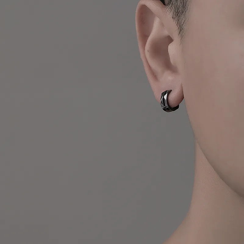 QIANFANGDAHUANGYE Titanium Steel Clip On Earrings Men's-3