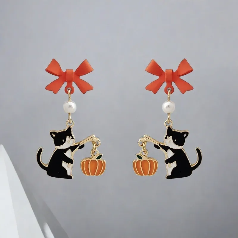 QIANFANGDAHUANGYE S925 Silver Earrings Women's Black White-4