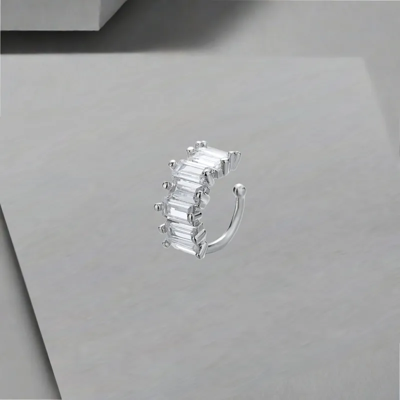 QIANFANGDAHUANGYE Zircon Clip On Earrings Unisex-4