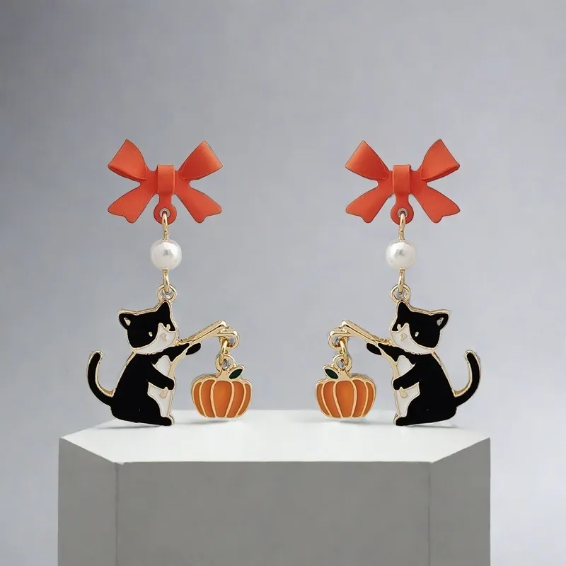 QIANFANGDAHUANGYE S925 Silver Earrings Women's Black White-2