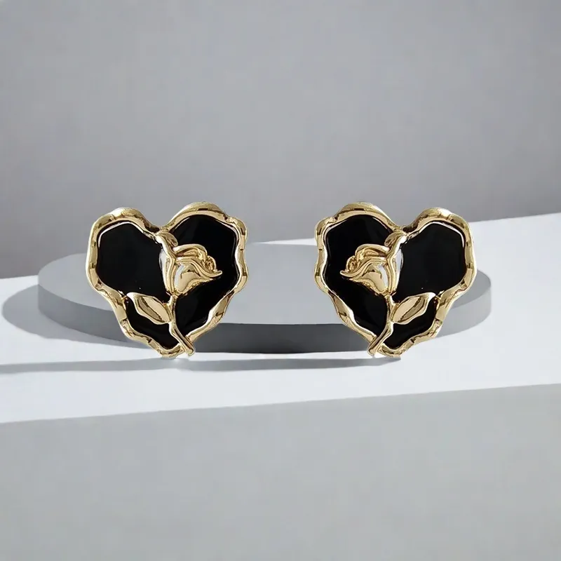 QIANFANGDAHUANGYE Alloy 925 Sterling Silver Resin Stud Earrings Women's-3
