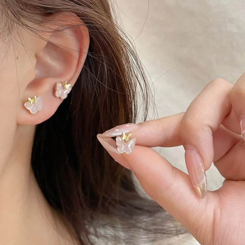 QIANFANGDAHUANGYE Resin S925 Sterling Silver Stud Earrings Women's-1