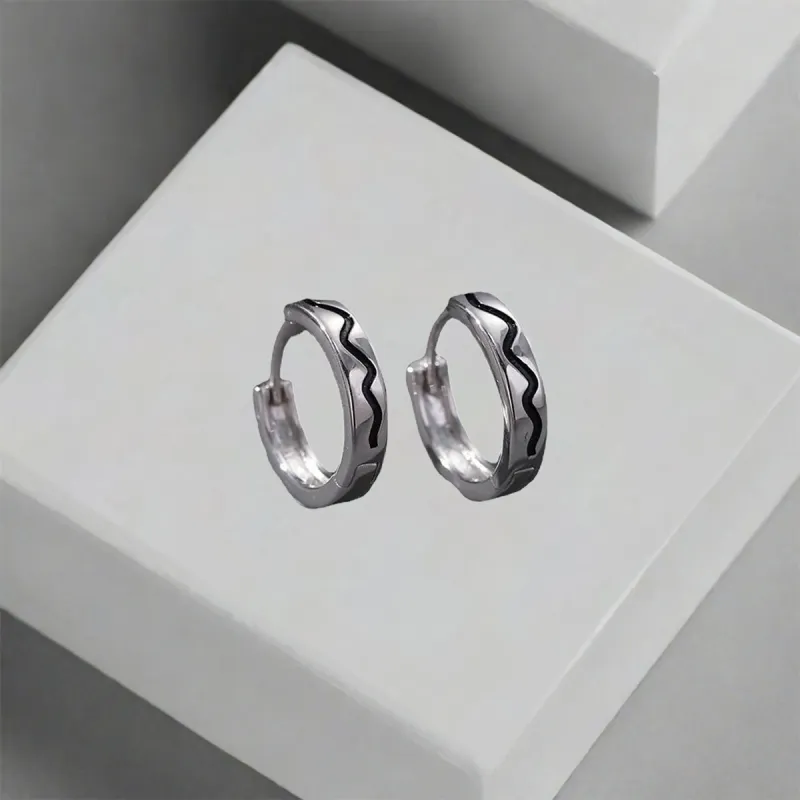 QIANFANGDAHUANGYE Titanium Steel Earrings Men's-3