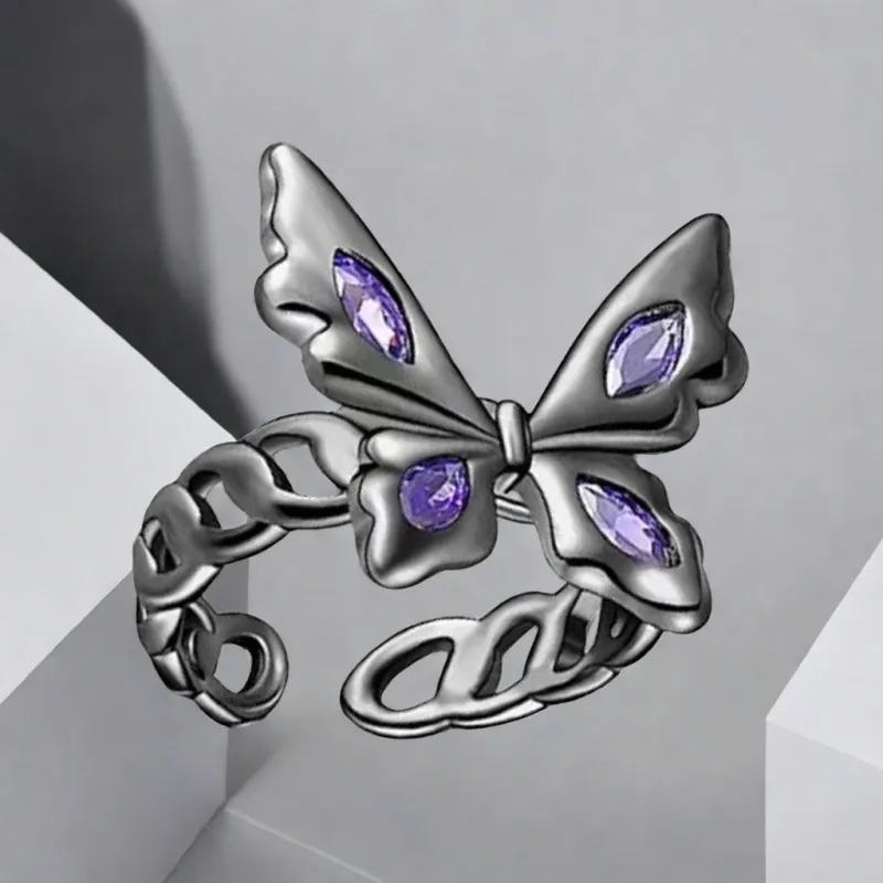 QIANFANGDAHUANGYE Alloy Rings Women's Purple-2