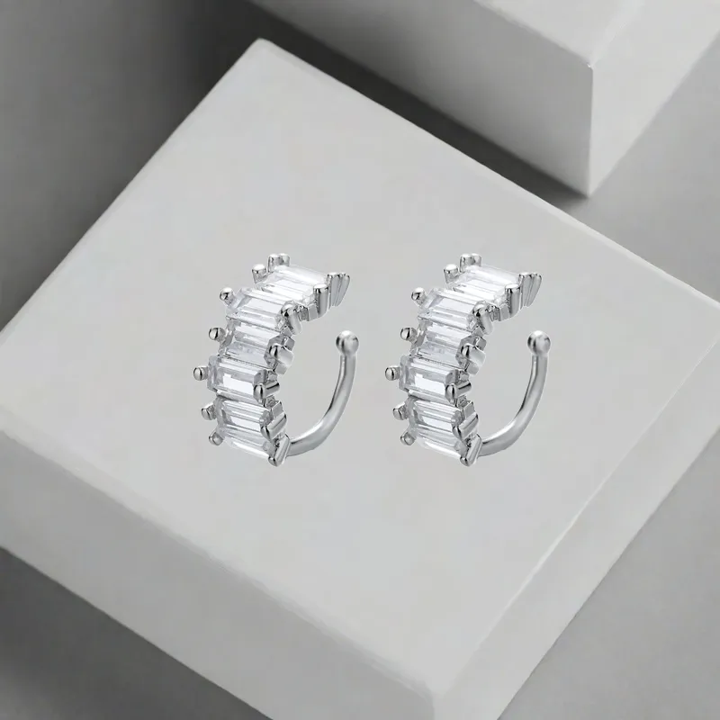 QIANFANGDAHUANGYE Zircon Clip On Earrings Unisex-7