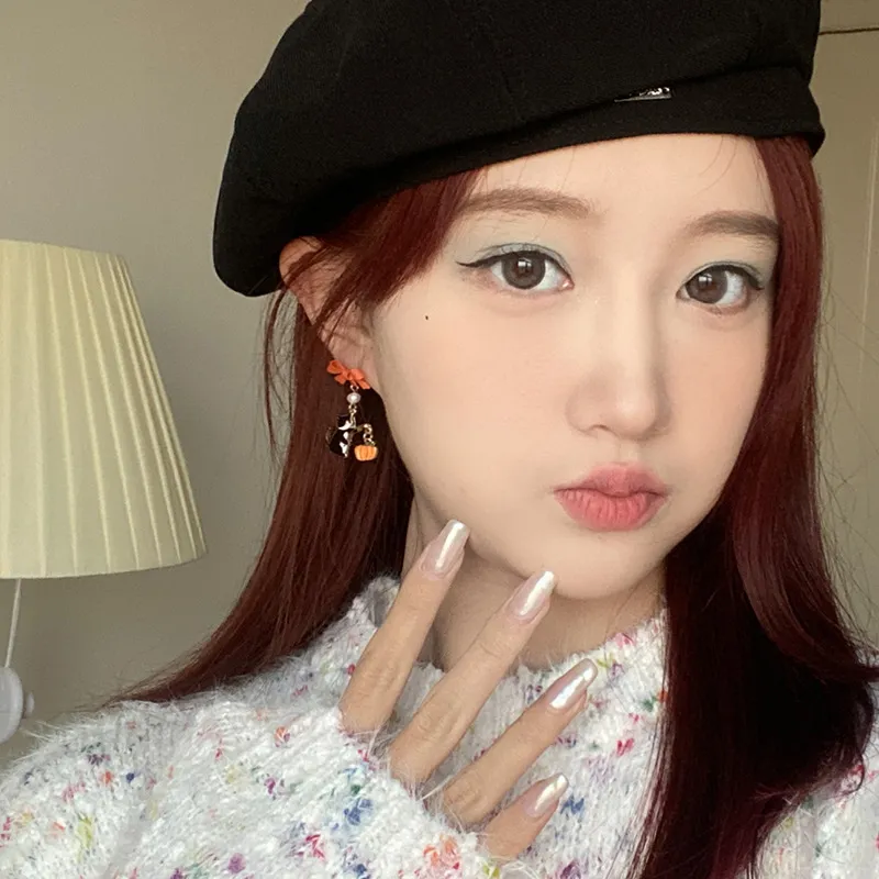 QIANFANGDAHUANGYE S925 Silver Earrings Women's Black White-1