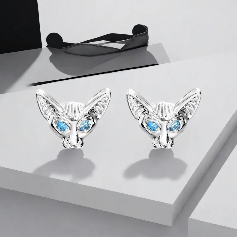 QIANFANGDAHUANGYE Alloy/Zircon Stud Earrings Women's Silver/Blue-2