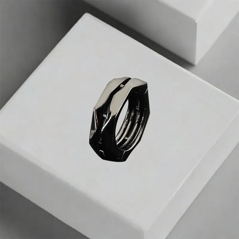 QIANFANGDAHUANGYE Titanium Steel Clip On Earrings Men's-2