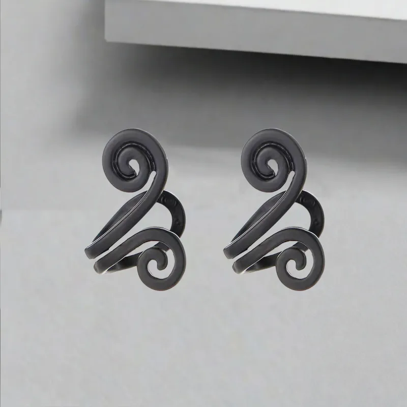 QIANFANGDAHUANGYE Titanium Steel Clip On Earrings Unisex-4