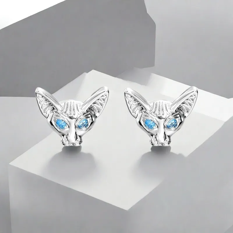 QIANFANGDAHUANGYE Alloy/Zircon Stud Earrings Women's Silver/Blue-4