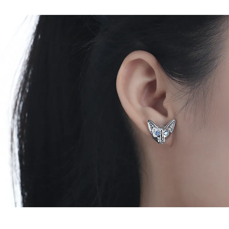 QIANFANGDAHUANGYE Alloy/Zircon Stud Earrings Women's Silver/Blue-1