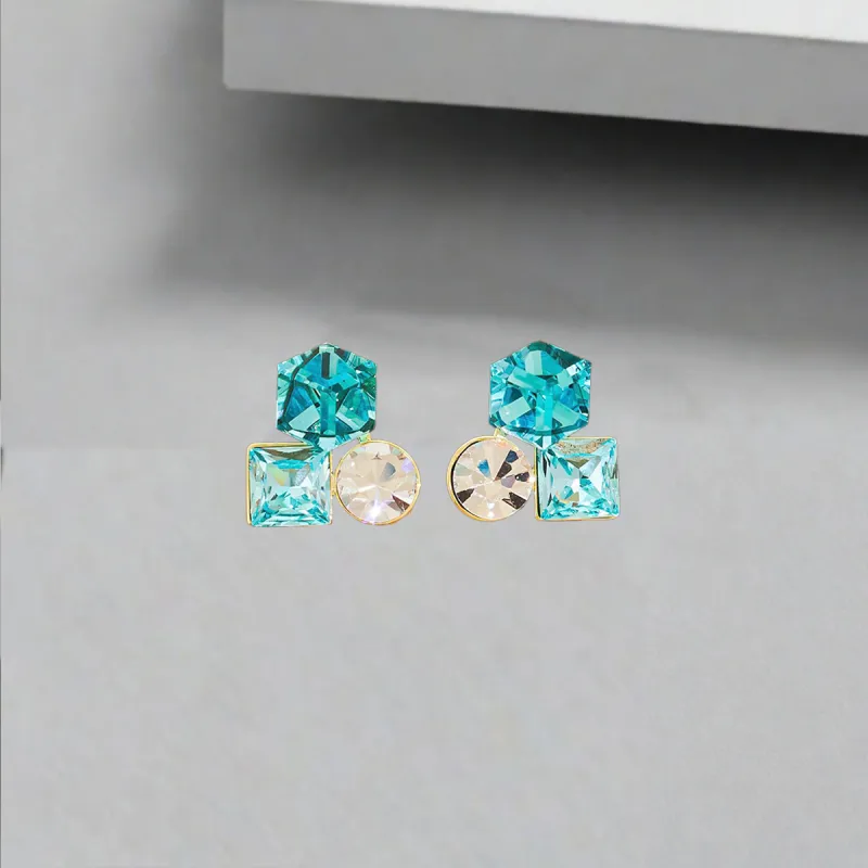 QIANFANGDAHUANGYE Zircon Stud Earrings Women's-4